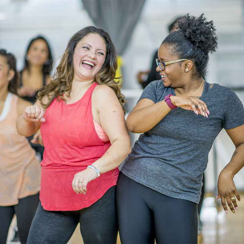 Older woman exercising together